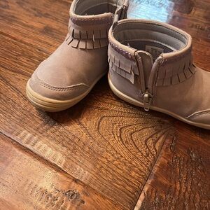 Stride Rite Taupe Fringe Ankle Boots